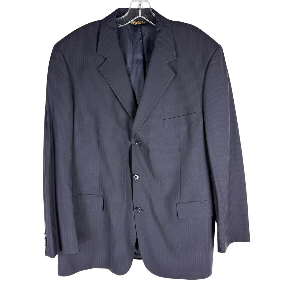 Brooks Brothers Brooksease Pin Stripe Blazer Three Button Navy Size 46R
